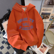 秋冬女装上衣2025新款网红时尚宽松百搭字母连帽衫长袖加绒卫衣女