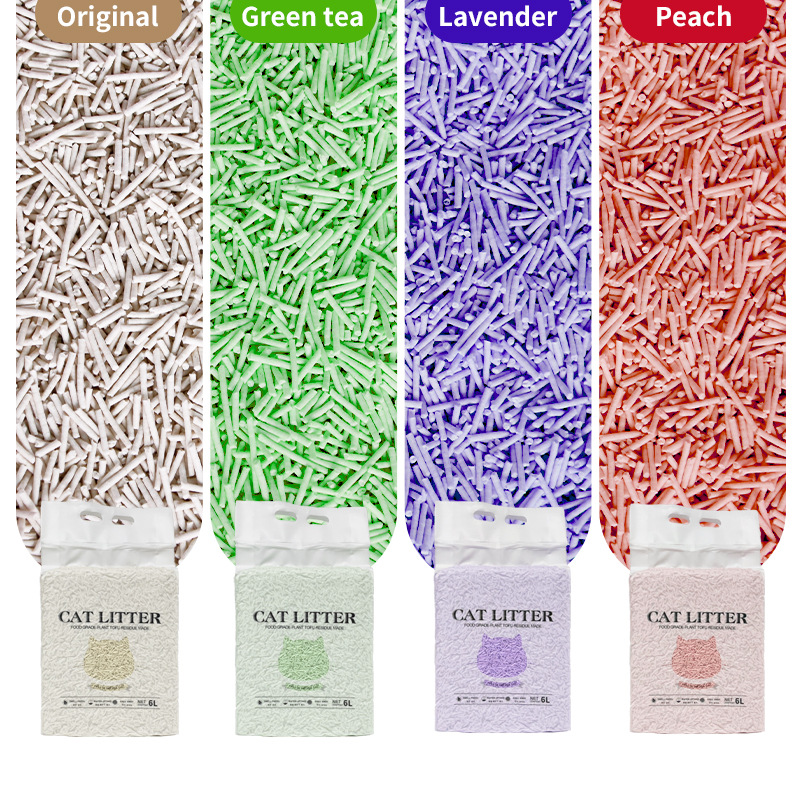 Transfronteriza arena de gato Inglés embalaje 6L tofu arena de gato 2kg desodorizante enmascaramiento de sabor bajo polvo lavable arena de gato OEM / ODM