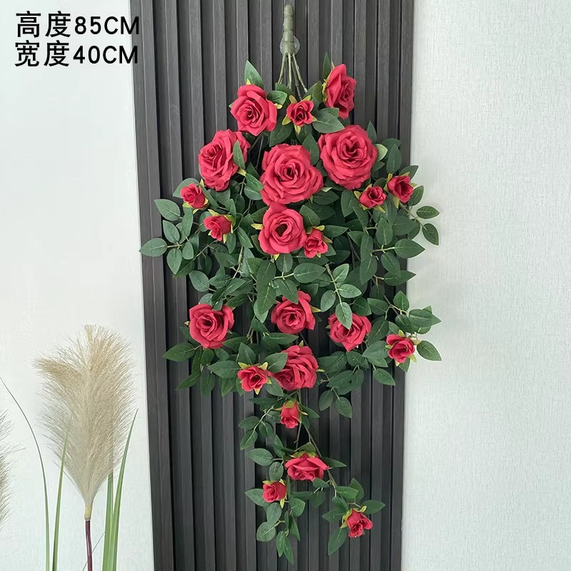 Simulación transfronteriza rosa colgada en la pared de plástico artificial de flores藤 acondicionado de aire acondicionado de pared de hogar orquídea colgante de orquídea decorada planta de藤