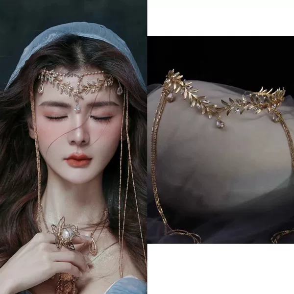 Fairy Crystal Eyebrow Pendant Exotic Hair Accessories Antique Han Clothing Tassel Curtain Wedding Dress Bride Headchain