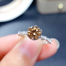 直播货源批发八心八箭高碳钻 pt950香槟色摩根仿真莫桑钻开口戒指