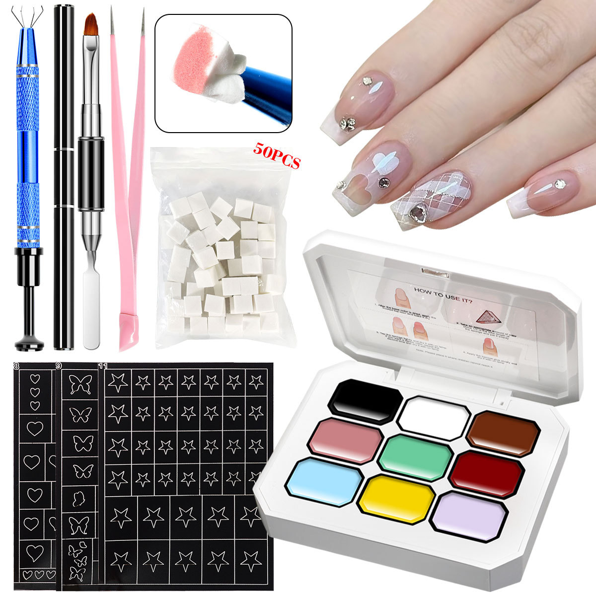 Nuevo Jiugong Ge Flap Face Jacquard 2025, nuevo pegamento de transferencia de uñas en relieve de pintura libre de lavado Aurora