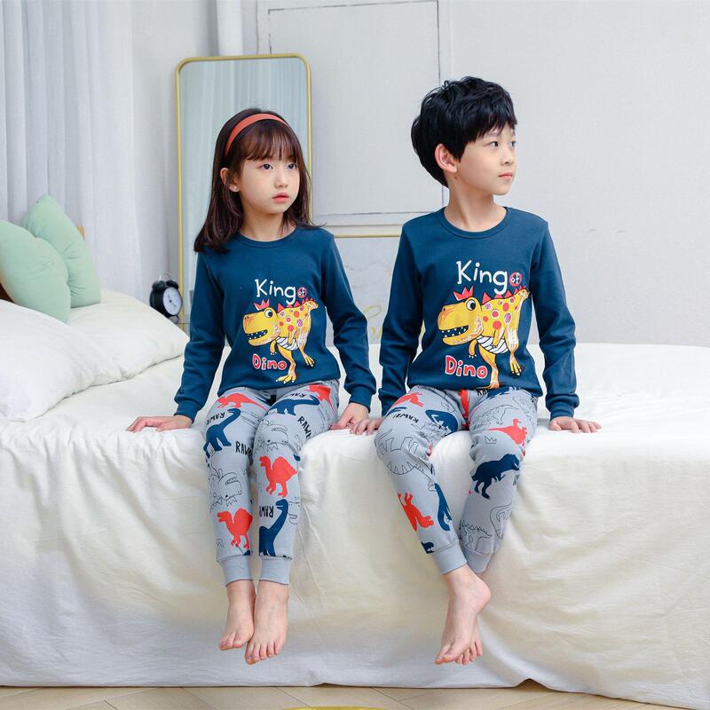 Autumn and Winter Cotton Thermal Underwear Set for Older Children, Suitable for Medium and Large Children