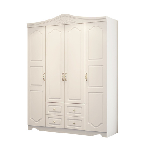 European furniture wardrobe home bedroom small apartment storage cabinet white solid wood girls' wardrobe free of installation