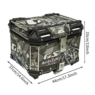 PL Cross-Border New Camouflage Motorcycle Aluminum Alloy Tail Box 45L Waterproof Thickened Full Aluminum Alloy Rear Tail Box Quick Release (Motorcycle trunk) - 45lcamouflage-gray