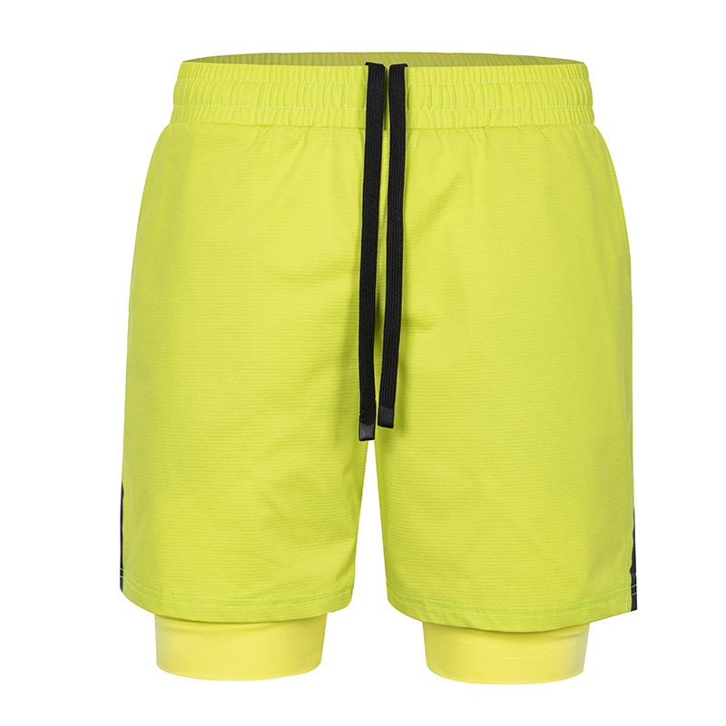 Crazy Muscle Two-in - One Pantalones cortos deportivos para hombres entrenamiento de correr acondicionamiento físico rápido secado pantalones deportivos de cuadrados pequeños para hombres verano