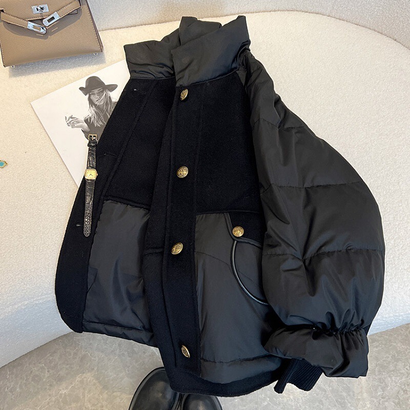 2025 Winter Black Thickened Stitched Black Gold down Jacket Women's Winter Slim Fit Good-Looking Jacket 2025 Winter Black Thickened Stitched Black Gold down Jacket Women's Winter Slim Fit Good-Looking Jacket