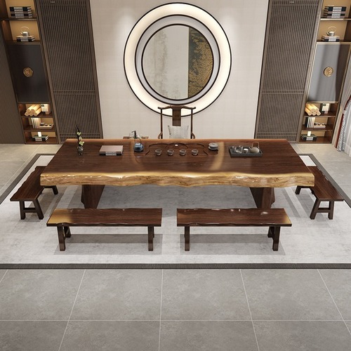 Modern Chinese-style solid wood large board tea table set, including tea utensils, home use Zen-style solid wood whole board office furniture