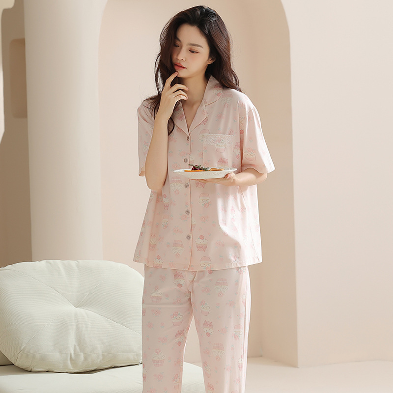 Tencel Lyocell New Style Home Clothes Thin Home Casual Women's Spring Summer and Autumn Outer Wear Women's Pajamas