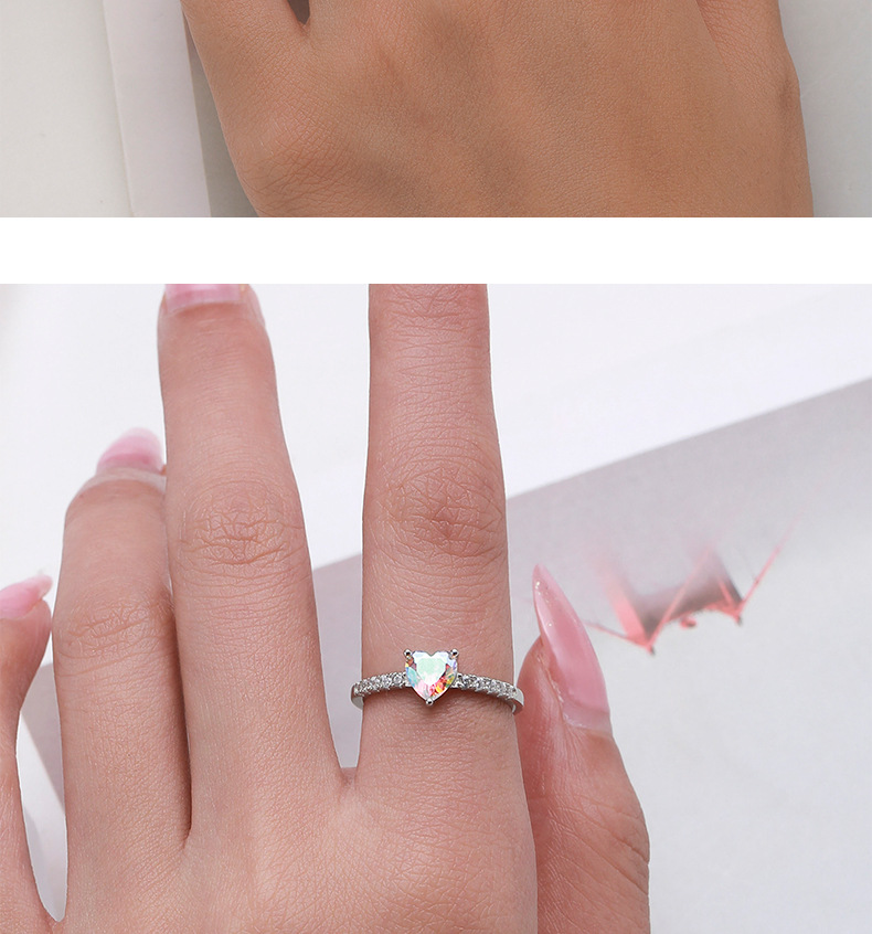 Fashion Geometric Sterling Silver Inlay Zircon Rings 1 Piece