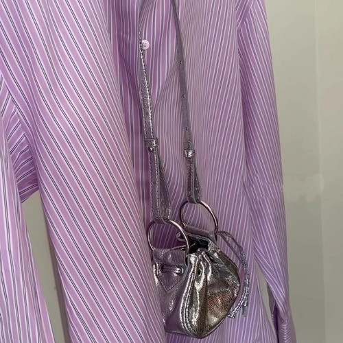  new niche design versatile silver shoulder crossbody handbag female mini drawstring pleated small bag