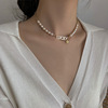 Necklace from pearl, small design chain for key bag , accessory, 2021 years, light luxury style, trend of season