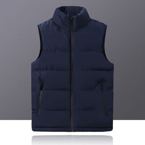 Men's Large Spring and Autumn Winter Thick Insulated Sleeveless Fleece and Cotton Vest with Outerwear Jacket Mantle