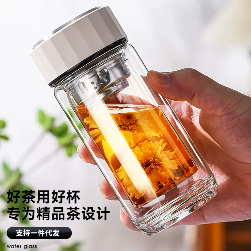 双层玻璃杯高硼硅ins车载办公室透明水杯子礼品茶杯防烫款