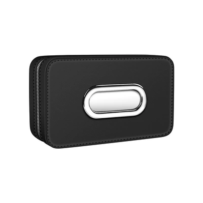Cross-Border Car Tissue Box, High-End Nappa Leather Armrest Box, Seat Back Hanging Car Tissue Box, Car Interior Accessories (Car tissue box/set) - black-without-logo-blank-version