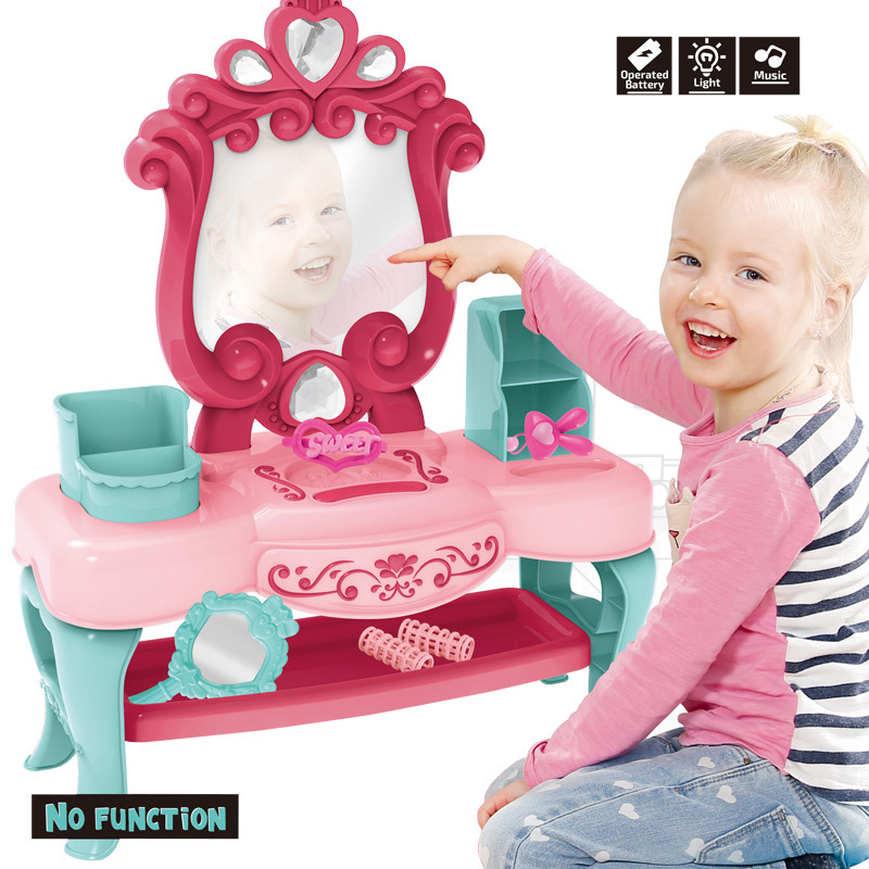 Amazonas para niños en casa princesa tocador juguetes de simulación de luces joyas para niñas maquillaje juguetes de vestir