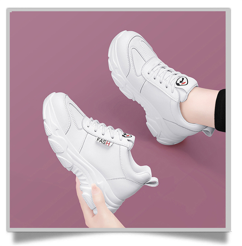 Giày sneaker chunky đế dày da thật nữ mới mùa xuân hè 2023 — DH 58316 mét xám (rỗng) mẫu mùa hè cao gót 5 cm, DH 58220 trắng xanh lá cây mẫu mùa hè cao gót 5 cm, DH 58302 trắng (mặt da) cao gót 5 cm, DH 58302 be xám (mặt da) cao gót 5 cm chi tiết 6