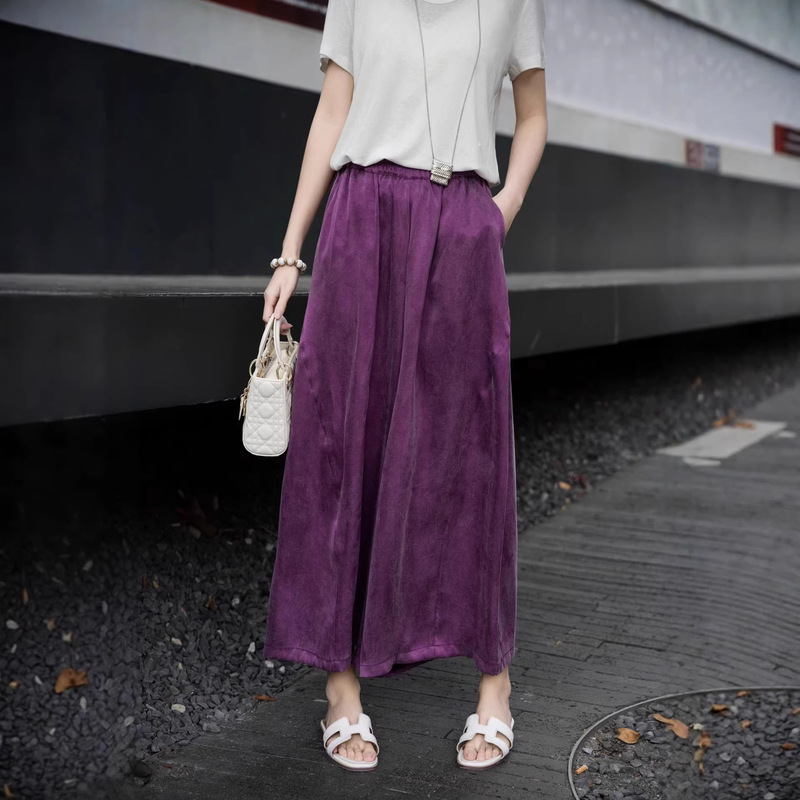 Nynzpf Only Offers Exchanges for the Same Style! 2026 Spring/Summer Super Slimming Macaron Color Simple Cupro Wide-Leg Pants