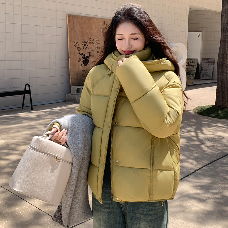 2025, invierno nuevo estilo coreano suelto femenino delgado exterior pequeño alto abrigo corto caliente moda