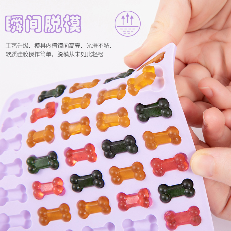 Fábrica en stock calidad alimentaria amor hueso donut QQ Caramelo Suave molde DIY silicona hecho a mano suplemento alimenticio molde