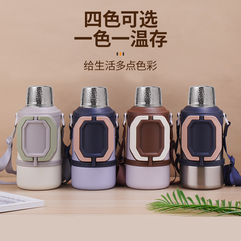 新款高颜值大容量折叠手柄壶316不锈钢便携保温壶活动礼品壶批发