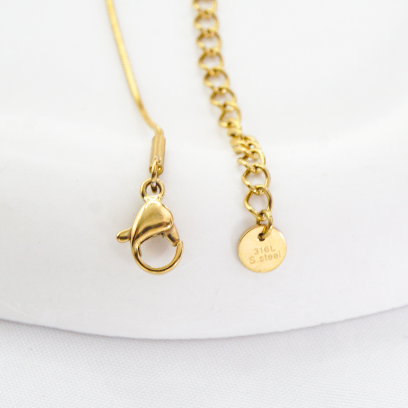 Fashion Heart Shape Titanium Steel Plating Zircon Pendant Necklace 1 Piece