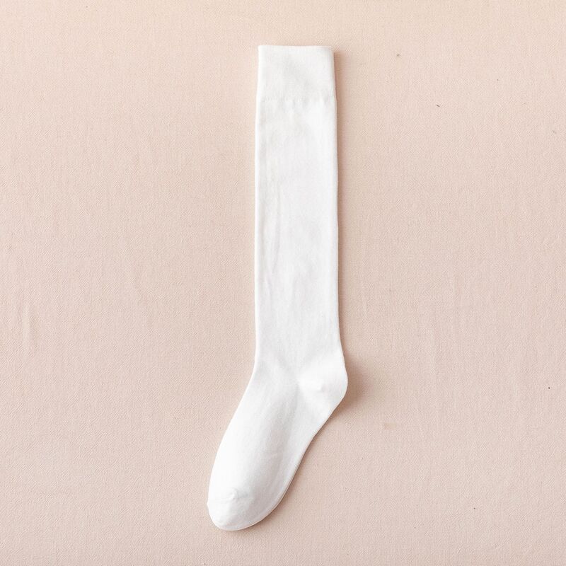 Women's Calf Socks Jk Spring and Autumn Ins Trendy Street Solid Color Japanese Cute Pure Cotton High Knee Socks Slimming Long Tube Socks