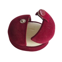 掌柜推荐 椭圆形塑胶胚红色植绒纽扣式戒指盒包 厂家价直销首饰盒