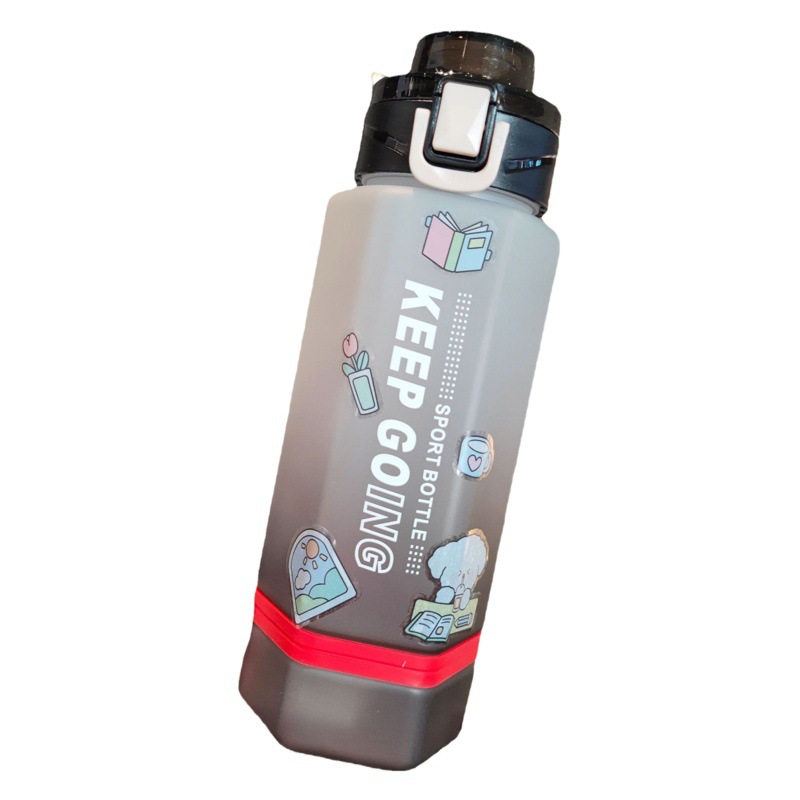 Dos colores degradado color taza de plástico hexagonal con bloqueo portátil cuerda partición taza de bebida directa 700ml pegatinas gratis