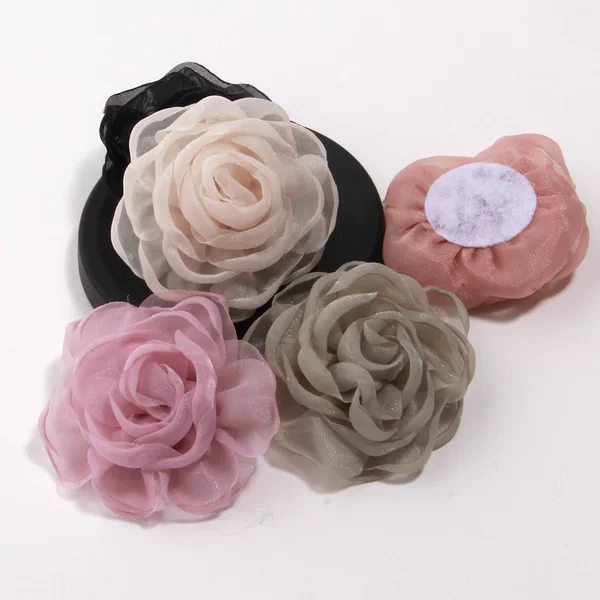 Summer Forest-Style Fabric Mesh Camellia Flower Fabric Accessories DIY Hair Accessories Women's Accessories Materials Wholesale