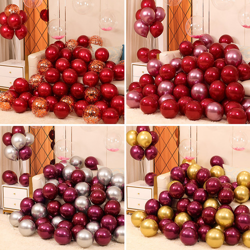 10 inch ruby ​​red double layer balloon wholesale Chanel red latex balloon wedding room decoration pomegranate red cherry