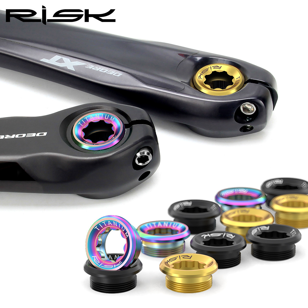 RISK mountain bike integrated tooth disc crank cover M20mm central shaft locking and fixing titanium alloy plum-shaped screw