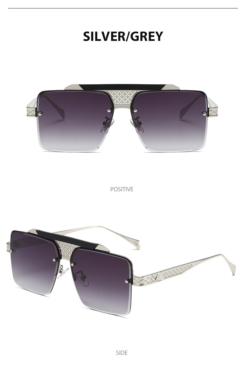 Luxury Square Sunglasses Double Bridge Unisex Stylish Eyewear_voghion.com