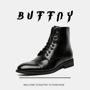 British Style Retro Classic Leather Bag Head Thick Sole Elevated Martin Boots Outdoor Hiking Business Casual All-match Martin Boots