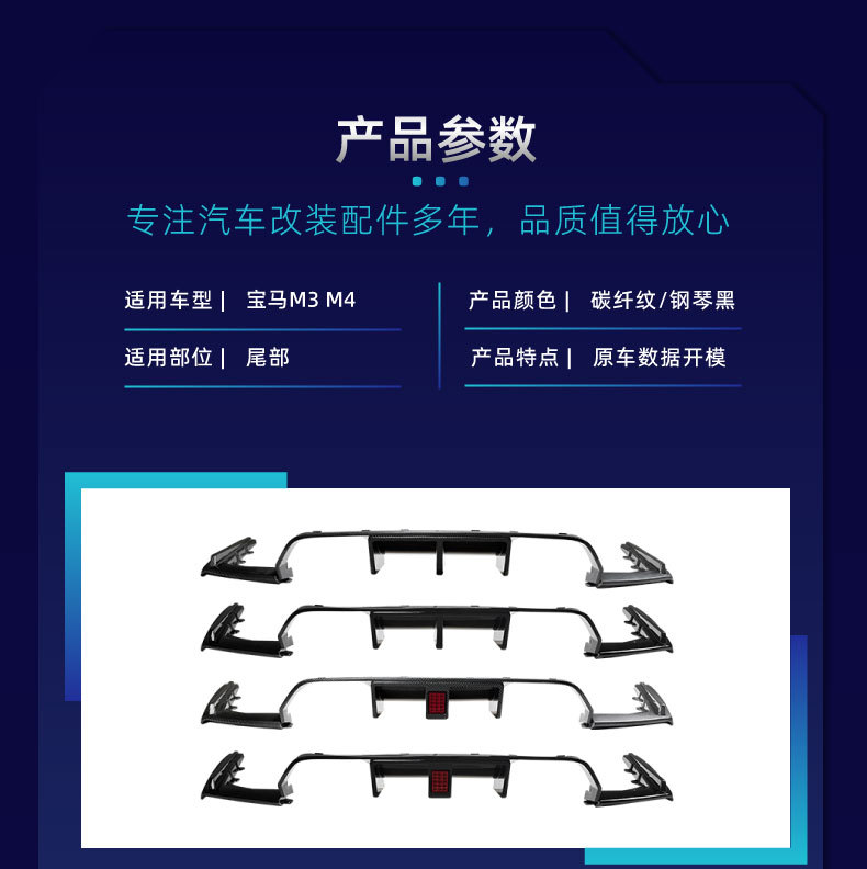 Rear Lip Spoiler for BMW 3 Series M3 M4 F80 F81 F82 F83 2014-2019