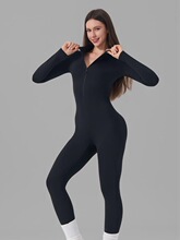 M 86451 Ribbed Long Sleeve Front Zip Jumpsuit �_�y�B����