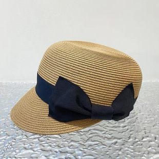 Equestrian Hat Bow Fashion Straw Baseball Cap Face Revealing Small Straw Hat Women Summer Sun Protection Peaked Hat