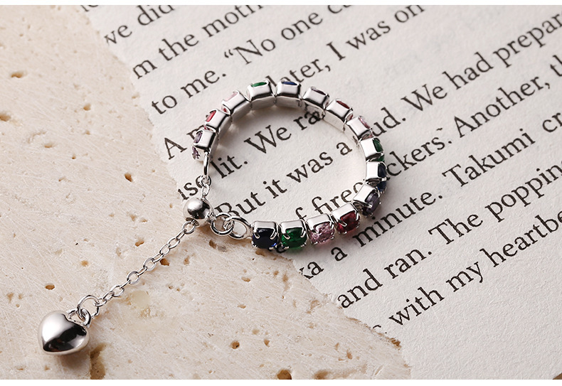 Rainbow Gemstone Eternity Ring In Sterling Silver For Women_voghion.com