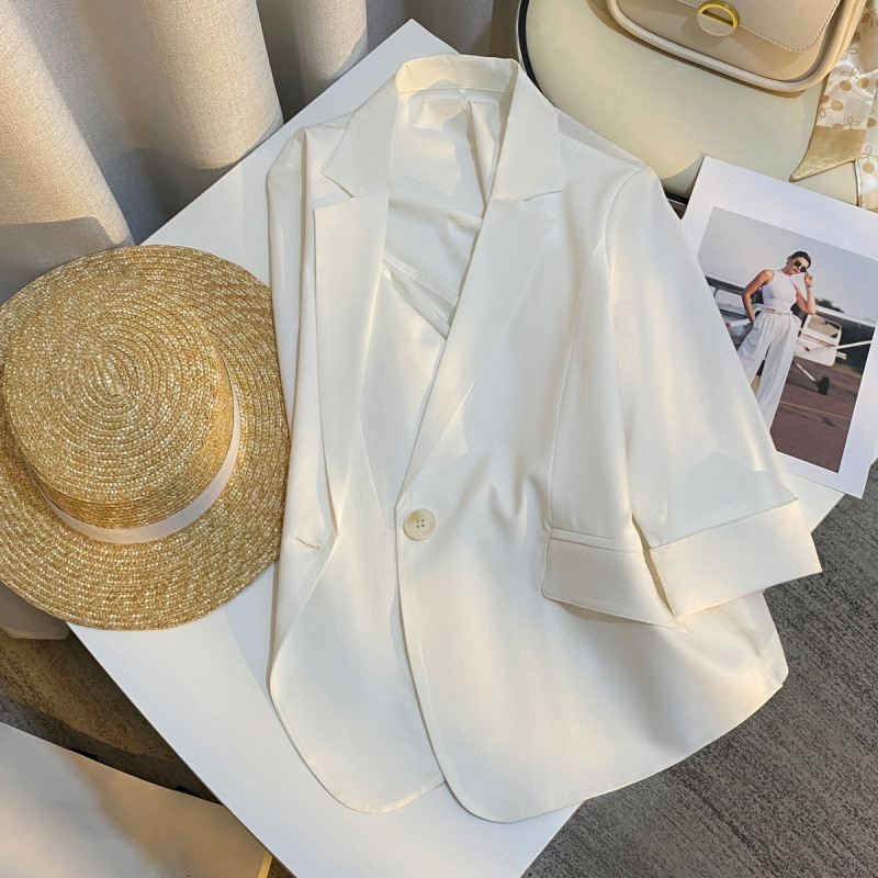 2026 Summer New White Short Blazer for Women, Thin Style, Goddess Style, Versatile, Elegant, High-End Workwear Top