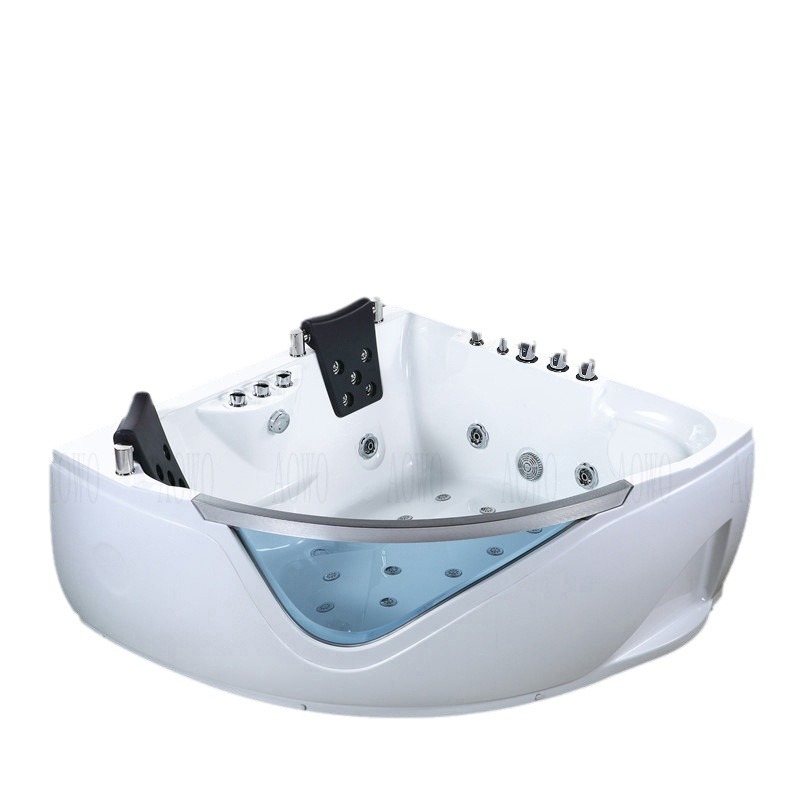 bañera triangular acrílica doble bañera de masaje ventilador de surf inteligente temperatura constante calentamiento bañera burbuja hotel familiar
