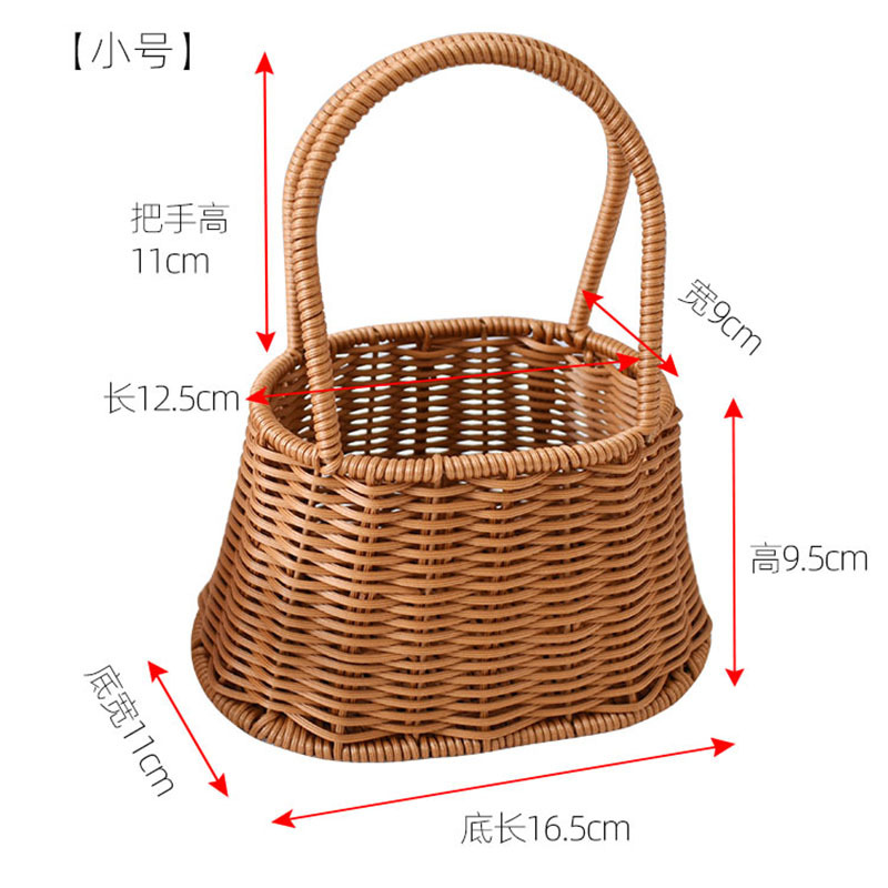 Cesta de flores tejidas de ratán cesta portátil cesta pastoral floral arreglo floral cesta de regalo de frutas cesta de almacenamiento de dulces festivos