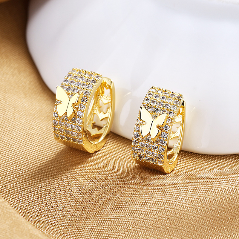 Earrings Classification 1 Pair Fashion Butterfly Copper Inlay Zircon Earrings