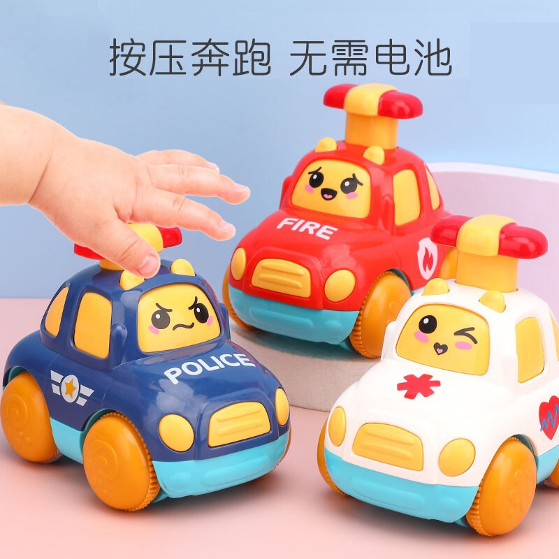 Press-And-Slide Pull-Back Children's Toy Car, Cartoon Police Car, Construction Vehicle, Ambulance, Anti-Fall and Wear-Resistant Toy Car Press-And-Slide Pull-Back Children's Toy Car, Cartoon Police Car, Construction Vehicle, Ambulance, Anti-Fall and Wear-Resistant Toy Car