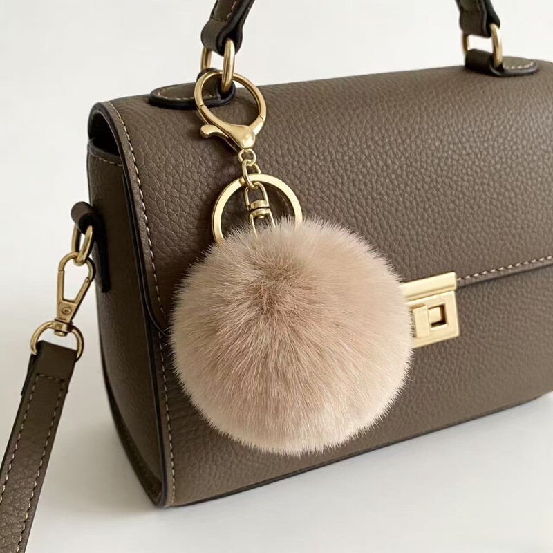 Factory Direct Sales 8cm Faux Rabbit Fur Ball Pendant, Multi-Color Keychain, Shoe and Clothing Accessories, In-Stock Cross-Border Wholesale