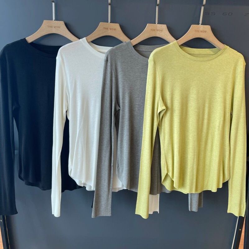 Autumn Loose Slimming Off-Shoulder Layered Patchwork Minimalist Top for Women with a Base Layer Long-Sleeve T-Shirt