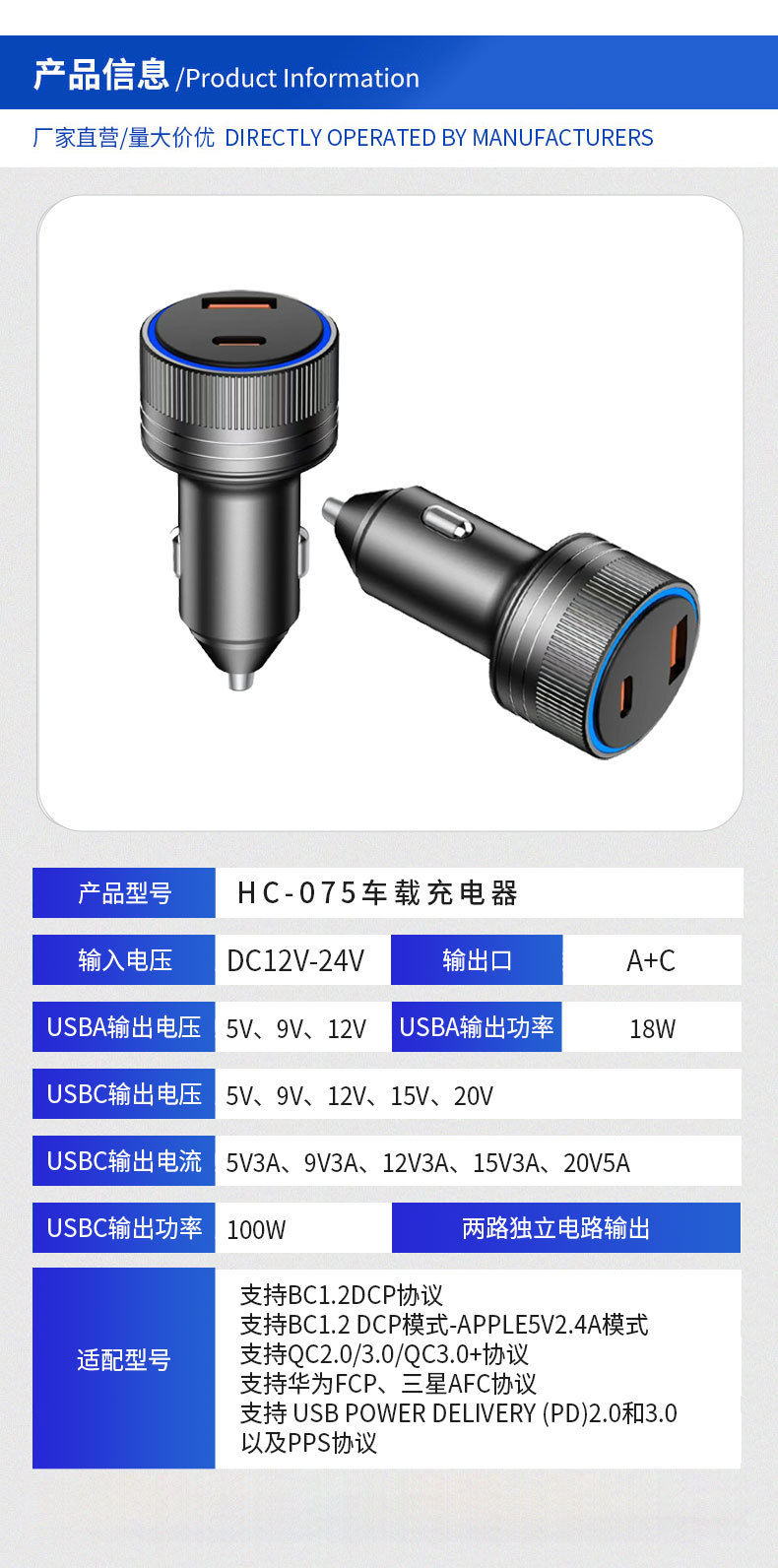 New car charger, super-fast charging, dual-port, cigarette lighter adapter, mobile phone charger