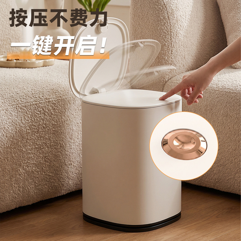Push-button, lid-equipped rolling trash can for bathroom and kitchen, large-capacity waste bin, household dopamine-style trash storage container Push-button, lid-equipped rolling trash can for bathroom and kitchen, large-capacity waste bin, household dopamine-style trash storage container