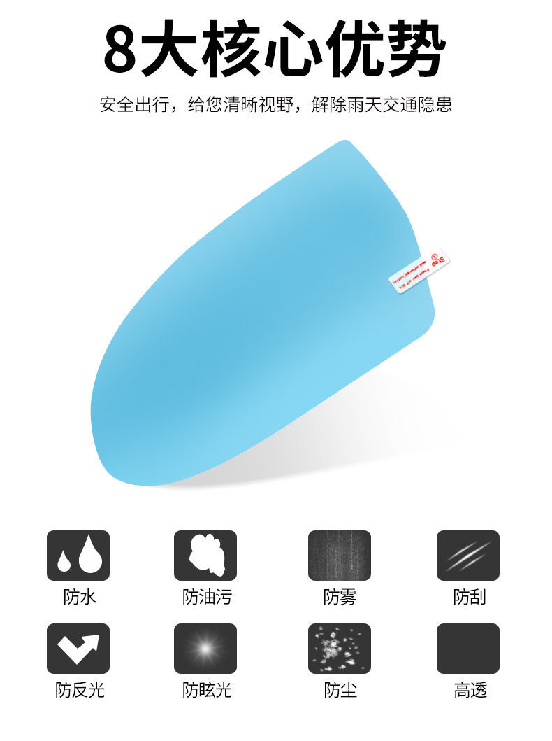 Car Anti-Rain Film, Anti-Fog, Waterproof Rearview Mirror Film