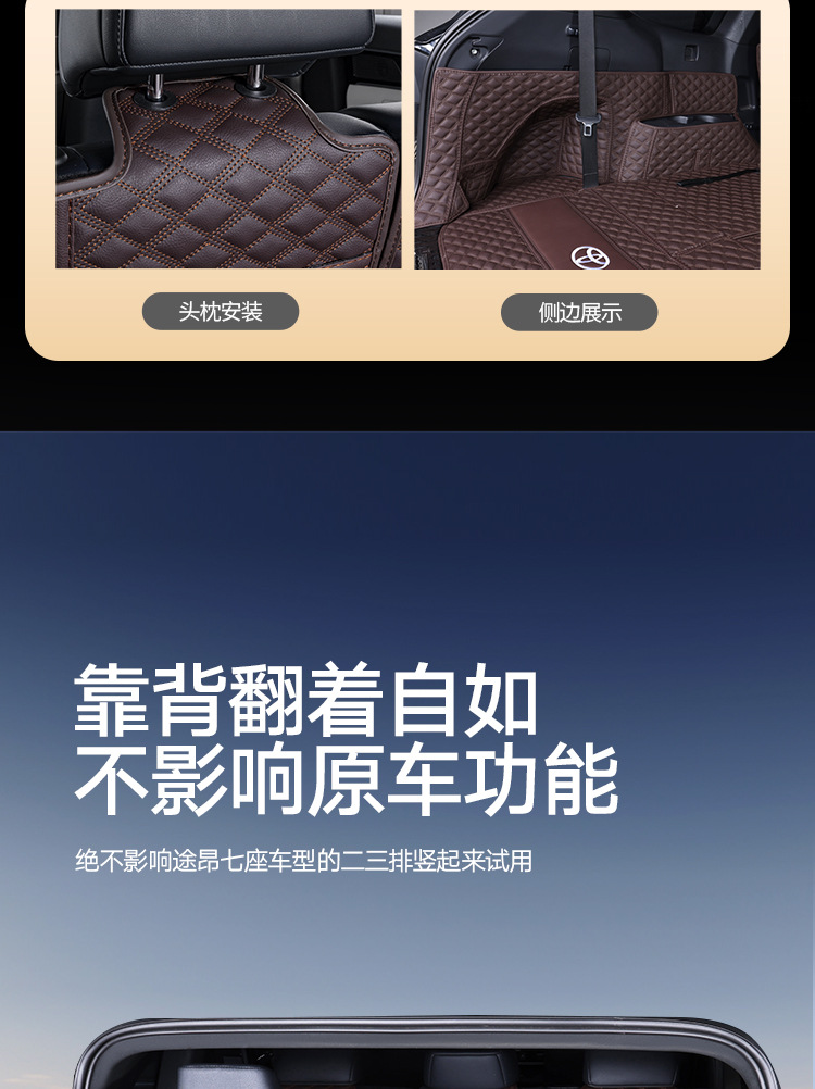 Suitable for Toyota Highlander Trunk Mat 7-Seater Supplies, Modified Old Models 09-26, Fully Enclosed Trunk Mat