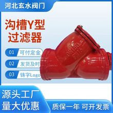 消防卡箍式G81H沟槽y型过滤器管道单向止逆带滤网阀门DN80100滤芯